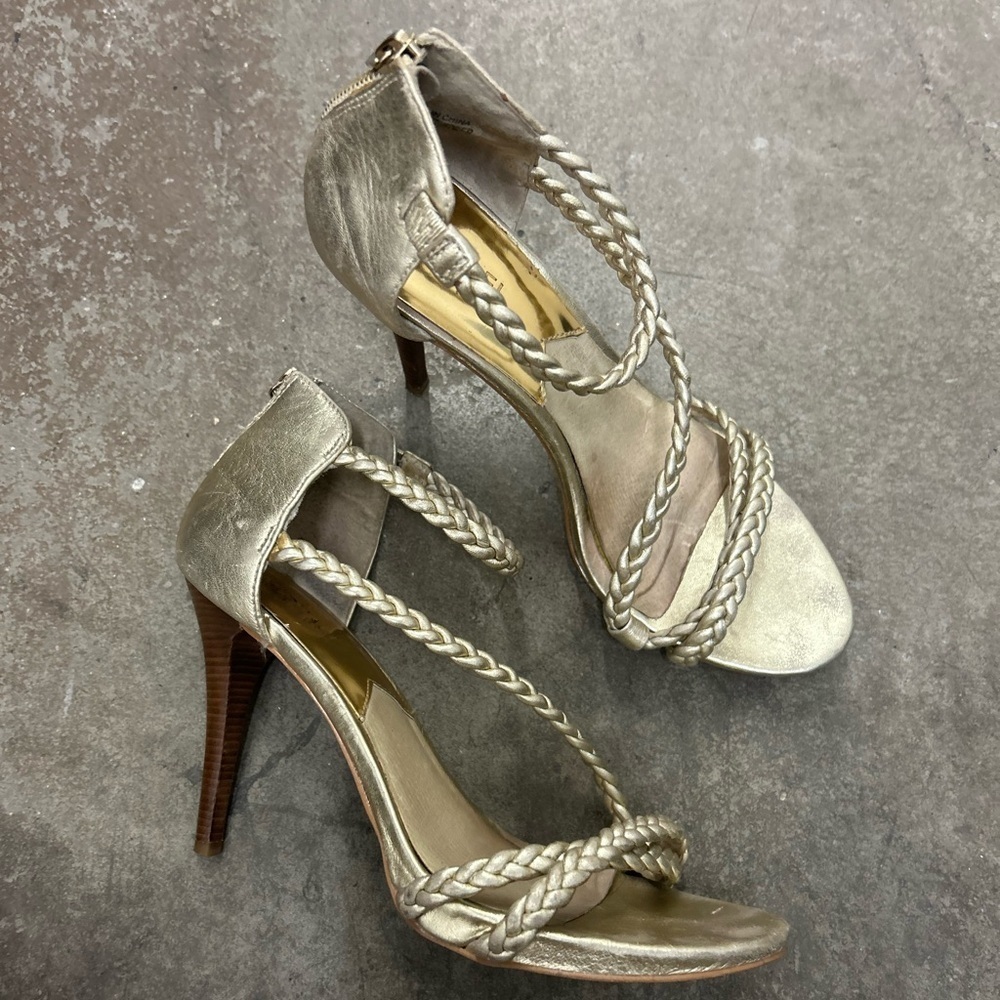 Michael‎ Kors leather Gold Braided High Heels fairy